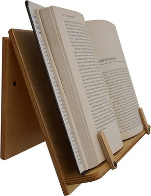 Wooden Wall Mount Book Holder Adjustable Recipe Book Stand for Kitchen Counter Display