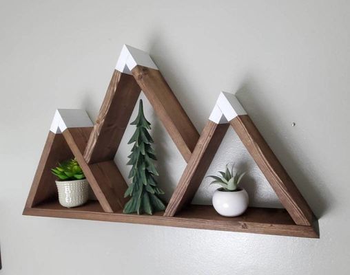 Custom Wood Floating Shelves 25x14x4 Inches for Handmade Nature Wooden Mountain Shelf