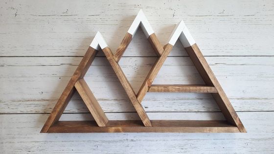 Natural Wood Mountain Shelf Multilayer Wall Mounted Floating Display Shelves 26.75x16x3.5 Inches