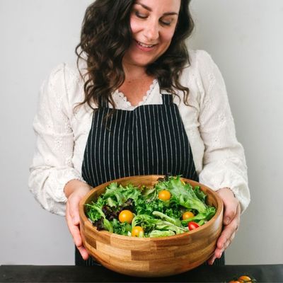 Complete Your Party Bamboo Salad Bowl Set with Serving Utensils and Dressing Jar