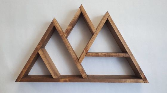 Natural Wood Mountain Shelf Multilayer Wall Mounted Floating Display Shelves 26.75x16x3.5 Inches