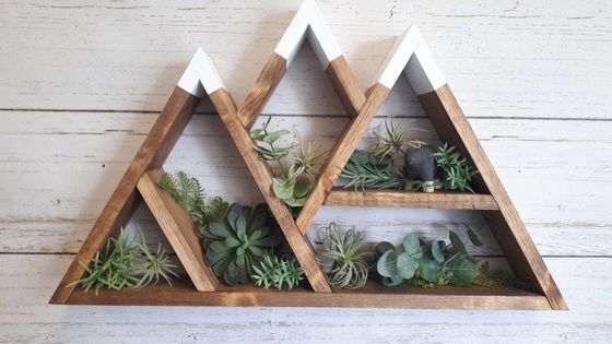 Natural Wood Mountain Shelf Multilayer Wall Mounted Floating Display Shelves 26.75x16x3.5 Inches