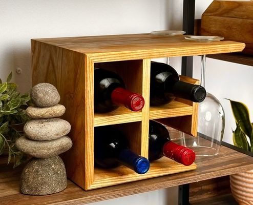 Customized Logo Hardwood Wine Rack High Quantity Wine Holder for Countertop