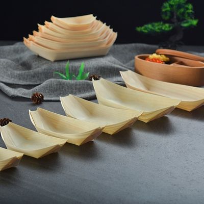 Wooden Sushi Serving Boat 9 Inch Modern Simple Disposable Pine Birch Bamboo