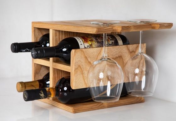 Customized Logo Hardwood Wine Rack High Quantity Wine Holder for Countertop