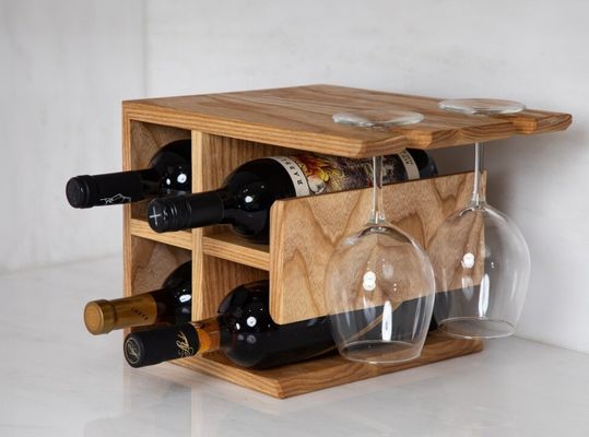 Customized Logo Hardwood Wine Rack High Quantity Wine Holder for Countertop