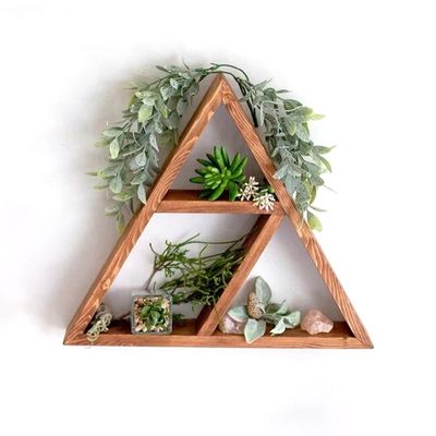Living Room Furniture Custom Handmade Wood Wall Mounted Floating Triangular Shelf 16&quot;or18&quot;X3.2&quot; Modern Design