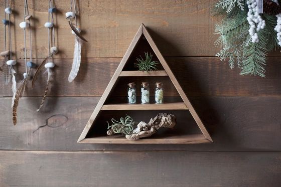 Living Room Furniture Custom Handmade Wood Wall Mounted Floating Triangular Shelf 16&quot;or18&quot;X3.2&quot; Modern Design