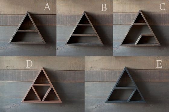 Living Room Furniture Custom Handmade Wood Wall Mounted Floating Triangular Shelf 16&quot;or18&quot;X3.2&quot; Modern Design
