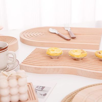 Wave Shape Wooden Tray Breakfast Serving Tray for Kitchen 40.5x18.5x2cm Customized Logo