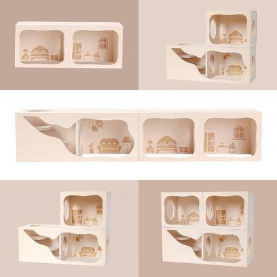 Small Animals' Breathable Wooden House Customizable Chamber for Hiding and Exploring