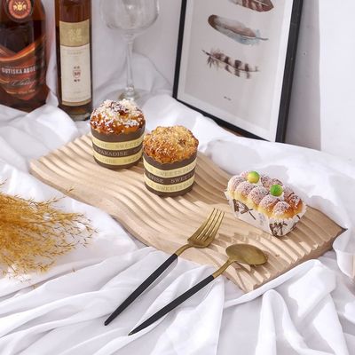 Wave Shape Wooden Tray Breakfast Serving Tray for Kitchen 40.5x18.5x2cm Customized Logo
