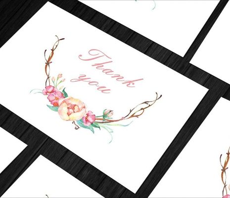 Customized Fancy Design Thank You Greeting Card Postcards with Logo on Recycled Paper