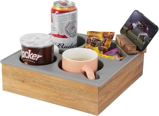 Wooden Couch Caddy Keep Snacks Drinks and Remote Within Reach on Bed Car Seat or Beach