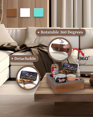 Wooden Couch Caddy Keep Snacks Drinks and Remote Within Reach on Bed Car Seat or Beach