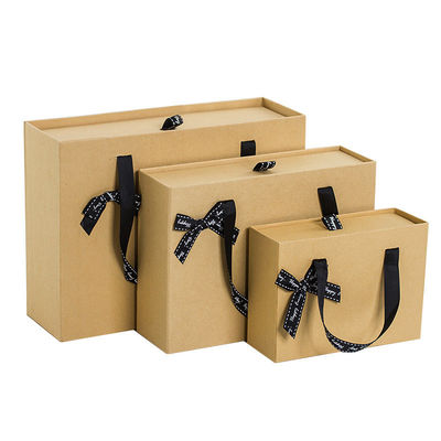 Embossing Printing Handling Custom Order Accepted Paper Drawer Gift Box with Handle