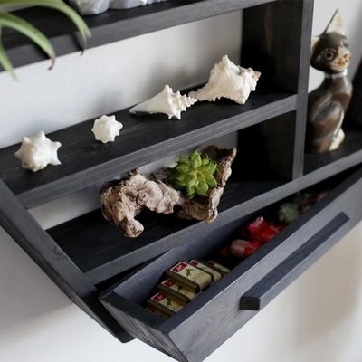 Customized Logo Living Room Furniture Handmade Wooden Wall Mounted Floating Collection Shelves