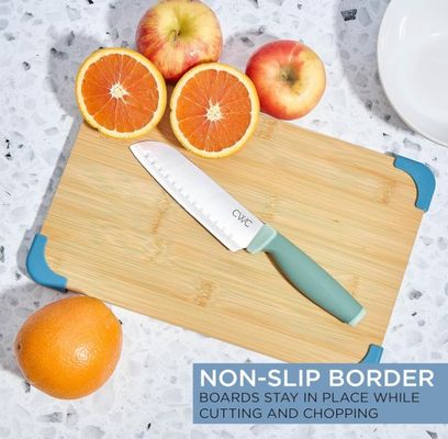 Sustainable Bamboo Cutting Board Set for Kitchen Large Medium and Small Non Slip Boards