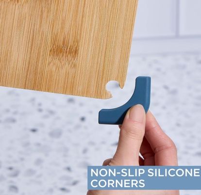 Sustainable Bamboo Cutting Board Set for Kitchen Large Medium and Small Non Slip Boards