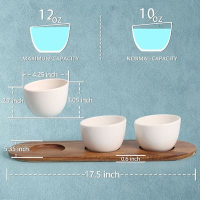 Acacia Wooden Tray Chip and Dip Serving Set with Wooden Plain Color or Your Color