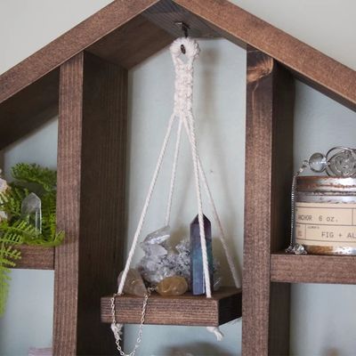 Floating Geometric Shelf Handcrafted Honeycomb Design for Space-Saving Wooden Hexagon