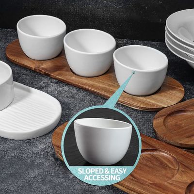 Acacia Wooden Tray Chip and Dip Serving Set with Wooden Plain Color or Your Color