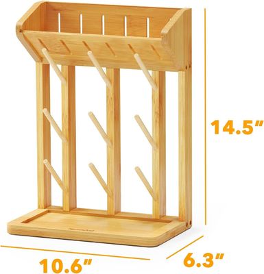Double Tier Bamboo Baby Bottle Drying Rack for Convenient Kitchen Bottles Organization