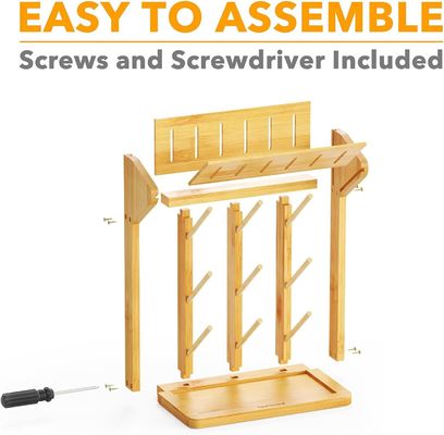 Double Tier Bamboo Baby Bottle Drying Rack for Convenient Kitchen Bottles Organization