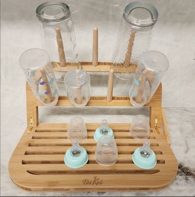 Classification Travel-Friendly Bamboo Baby Bottle Drying Rack with Brush and Dryer
