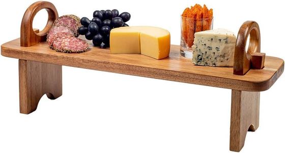 Contemporary Raised Wooden Serving Platter for Home Decor Counter Shelf Organizer