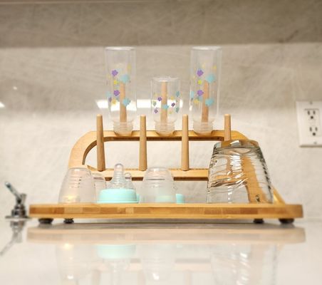 Classification Travel-Friendly Bamboo Baby Bottle Drying Rack with Brush and Dryer