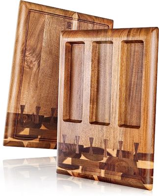 Eco-friendly Wood Cutting Board with Built-in Juice Groove and Removable Containers