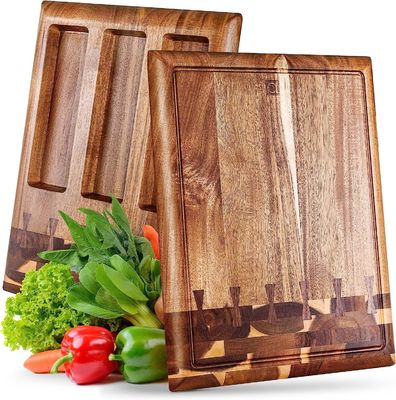 Eco-friendly Wood Cutting Board with Built-in Juice Groove and Removable Containers