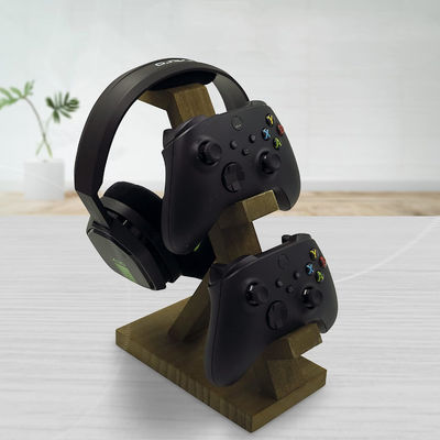 Video Game Controller Headset Stand Wooden Home Decoration Shelf with Headphone Holder