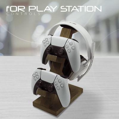 Video Game Controller Headset Stand Wooden Home Decoration Shelf with Headphone Holder