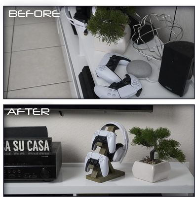 Video Game Controller Headset Stand Wooden Home Decoration Shelf with Headphone Holder