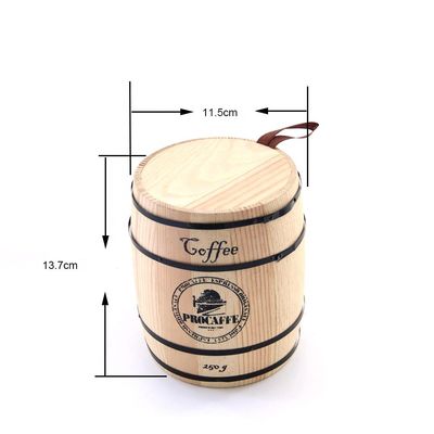 Custom Logo Coffee Jar in Barrel Shape for Gift Packaging and Custom Design