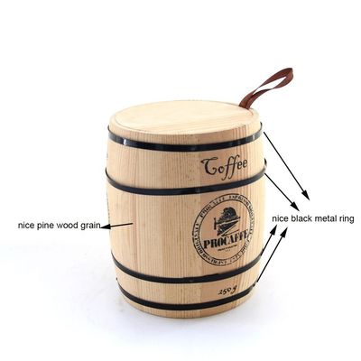 Custom Logo Coffee Jar in Barrel Shape for Gift Packaging and Custom Design