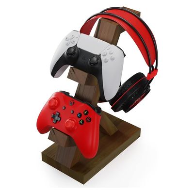 Video Game Controller Headset Stand Wooden Home Decoration Shelf with Headphone Holder