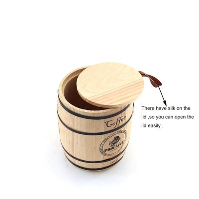 Custom Logo Coffee Jar in Barrel Shape for Gift Packaging and Custom Design