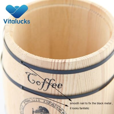 Custom Logo Coffee Jar in Barrel Shape for Gift Packaging and Custom Design