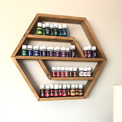 Hexagon Solid Wood Floating Shelf Modern Design for Bedroom Livingroom and Kitchen