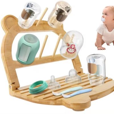 Kitchen Standing Type Bamboo Bottle Dryer Holder for Quick Drying and Space Saving