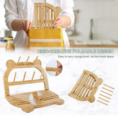Kitchen Standing Type Bamboo Bottle Dryer Holder for Quick Drying and Space Saving
