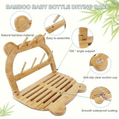 Kitchen Standing Type Bamboo Bottle Dryer Holder for Quick Drying and Space Saving