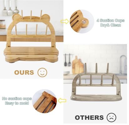 Kitchen Standing Type Bamboo Bottle Dryer Holder for Quick Drying and Space Saving