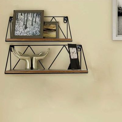 Adjustable Floating Wall Shelves Set of 2 for Bedroom Bathroom Living Room Kitchen and Office Space-Saving Design