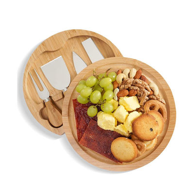Bamboo Cheese Board with Custom Logo and 4 Stainless Steel Cutting Knives Custom Size