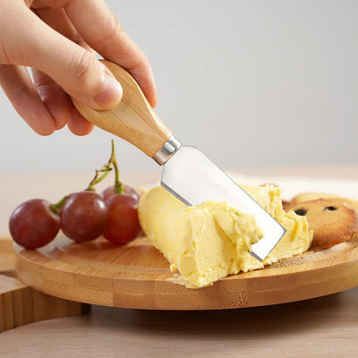 Bamboo Cheese Board with Custom Logo and 4 Stainless Steel Cutting Knives Custom Size