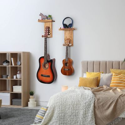 Custom Wall Mount Holder Guitar Hanger Shelf for Home Decoration Single Tier Design